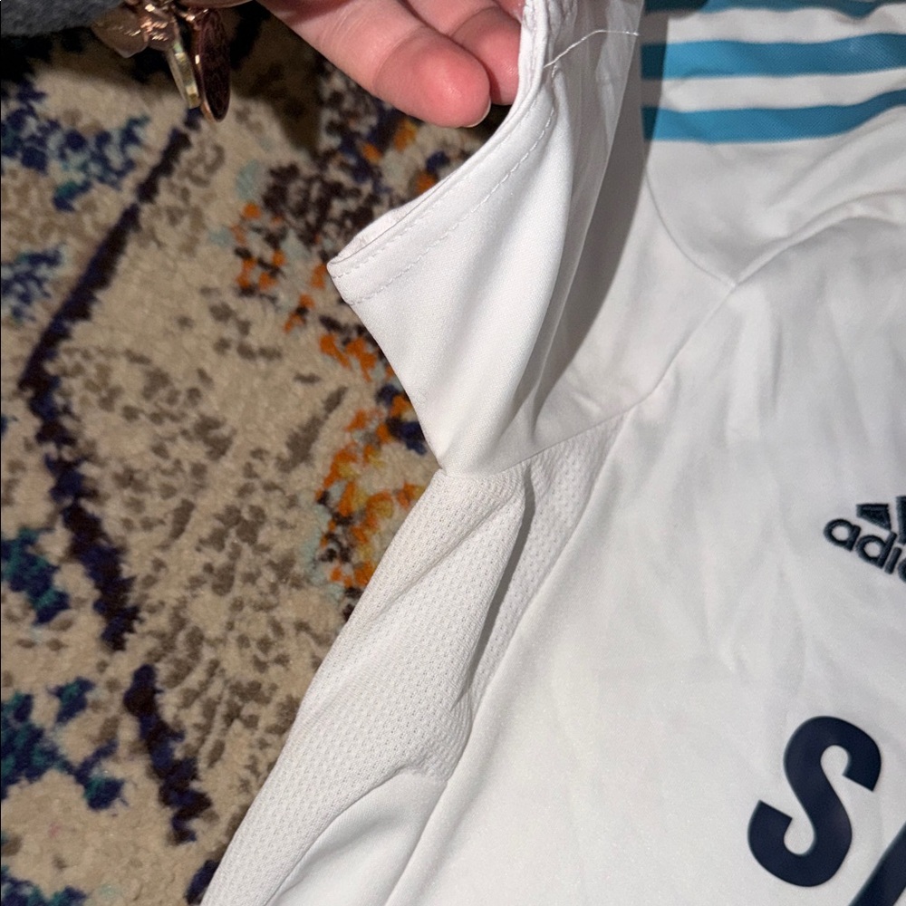 Adidas Chelsea 2012-13 away football shirt in white and light aqua blue - Picture 3 of 7
